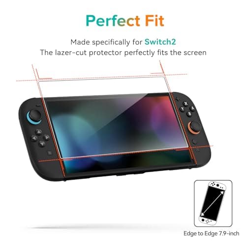 ivoler 3-Pack Screen Protector Tempered Glass for Nintendo Switch 2 Model 2025, Accessories Transparent HD Clear Anti-Scratch Screen Protector for Nintendo Switch 2, 7.9-Inch — view 2