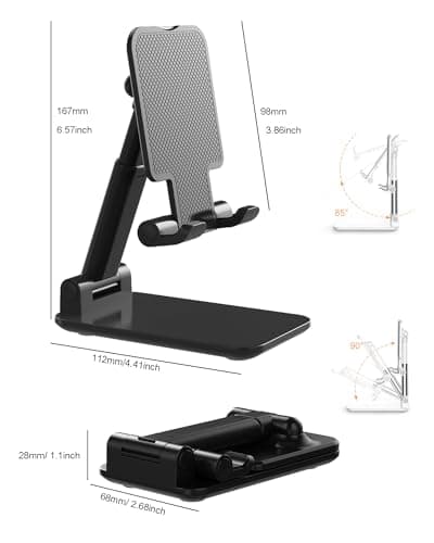 OGMAPLE Phone Stand for Desk Cell Phone Holder Stands for iPhones, Black — view 5