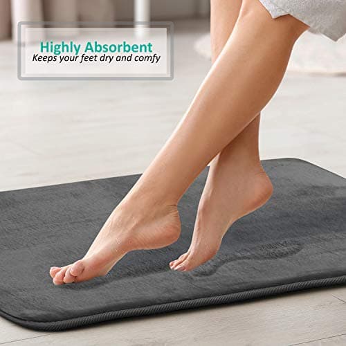 Clara Clark Bath Mat Set – Memory Foam Bath Mat - Soft Bathroom Rug - Non Slip and Super Absorbent - Fast Drying Machine Washable Bath Mat Set of 2 20 x 32, 17 x 24, Grey — view 3