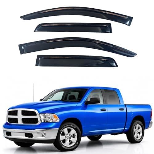 IG Window Visor Fit for 2009-2018 RAM 1500 Crew Cab, Out-Channel Rain Guards Vent Deflectors 4PC, Truck Accessories for 2019-2024 RAM 1500 Classic, 2010-2025 RAM 2500 3500 (Mega & Crew Cab)