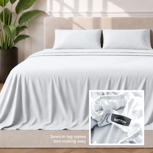 Bare Home Queen Sheet Set - 1800 Ultra-Soft Microfiber Queen Bed Sheets - Double Brushed - Queen Sheets Set - Deep Pocket - Bedding Sheets & Pillowcases (Queen, White) — view 5