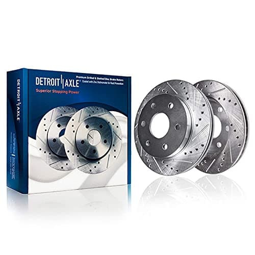 Detroit Axle - Brake Kit for Chevy GMC Silverado Sierra 1500 Tahoe Yukon XL Suburban Escalade ESV Drilled Disc Rotors Ceramic Brakes Pads Replacement : 12.99" Front & 13.58" Rear Rotor — view 5