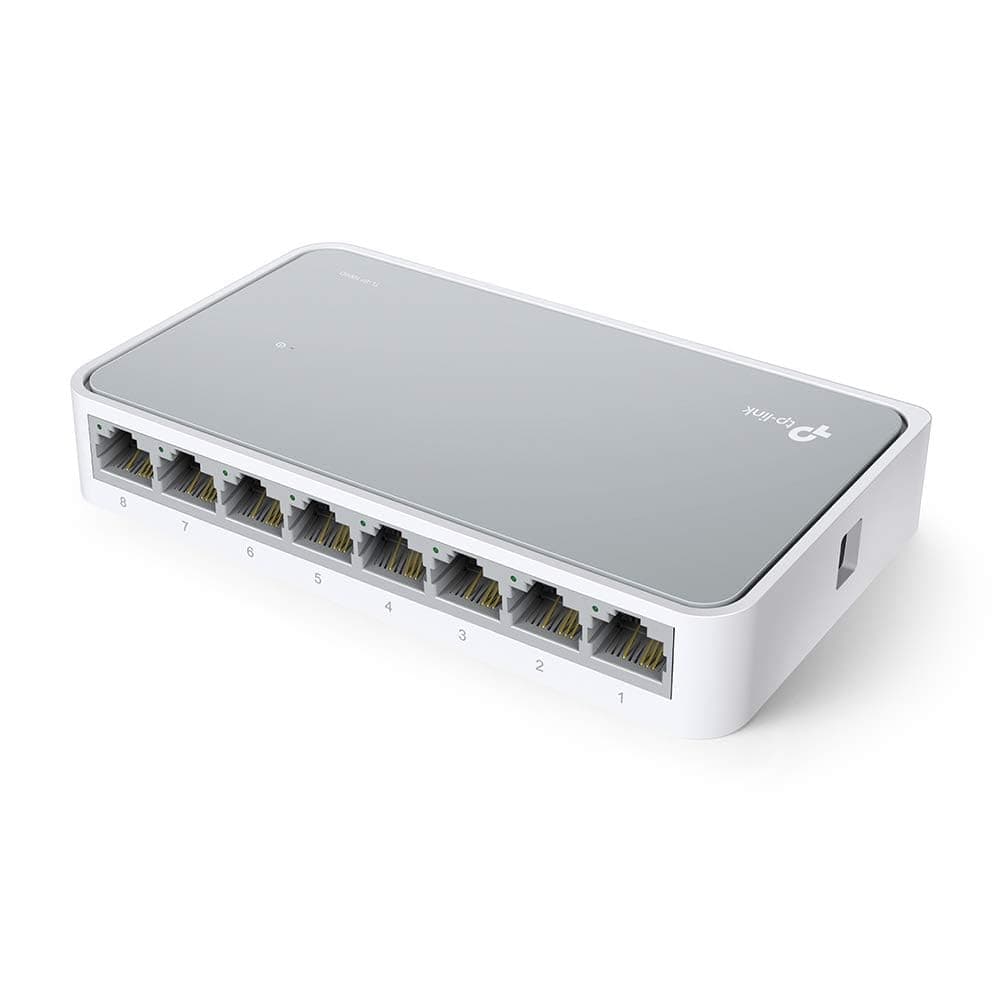 TP-Link TL-SF1008D 8-Port 10/100 Mbps Desktop Ethernet Switch/Hub, Ethernet Splitter, Plug & Play, no configuration required , White — view 3