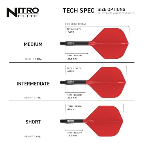 RED DRAGON Darts – Nitro Flite Integrated Flight & Shaft System – No.2 Shape and Design – Black & Red Colour, Medium Length — view 3