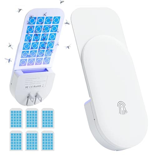 TIENBE Flying Insect Trap, 2 in 1 Indoor Plug-in Fruit Fly Trap, 1 Trap White and 6 Glue Cards, Fruit Fly Traps for Gnat, Moth, Mosquito, Suitable for Every Part of The Home