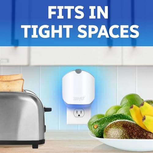 Zevo Compact Flying Insect Trap Kit with Refill Cartridges - Plug-in Indoor Bug Catcher for Gnats, House & Fruit Flies - Blue + UV Light Technology, No Odor, No Mess (1 Plug-in Device + 3 Cartridges) — view 5