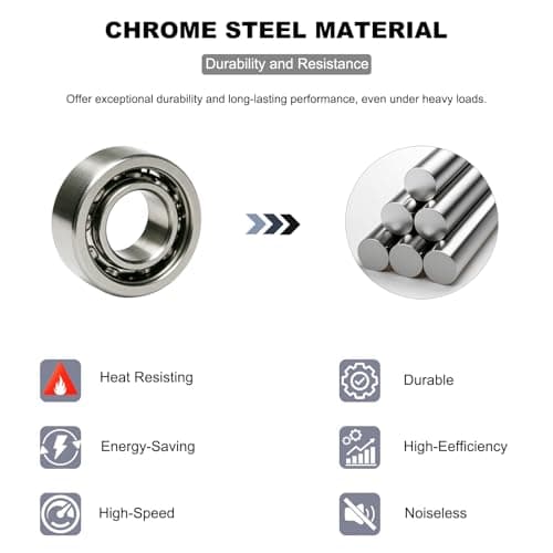 10 PCS R188 Deep Groove Ball Bearings - 1/4 Inch x 1/2 Inch x 3/16 Inch - Both Sides Open Chrome Steel Bearings for Small Mechanical Equipment — view 2