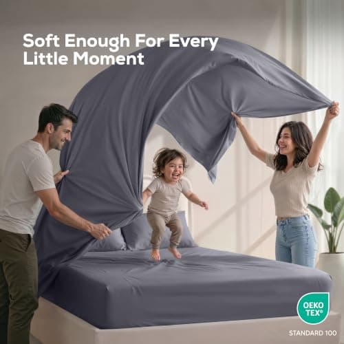 Utopia Bedding Queen Bed Sheets - 4 Piece Queen Size Cooling Sheet Set - Hotel Luxury Soft Breathable Microfiber, Oeko-TEX, Deep Pocket Easy Fit & Care, Fade & Wrinkle Resistant, Grey — view 5