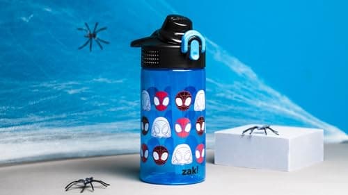 Zak Designs Sage Marvel Spider-Man Water Bottle For School or Travel, 16oz Durable Plastic Water Bottle With Straw, Handle, and Leak-Proof, Pop-Up Spout Cover (Spidey and His Amazing Friends) — view 10