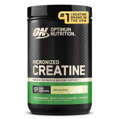Optimum Nutrition Creatine, Micronized Creatine Monohydrate Powder, Supports Strength & Recovery, Banned Substance Tested, Unflavored, 5 g per Serving, 120 Servings