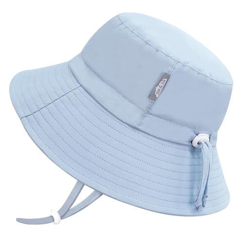 Jan & Jul 50+ UPF Baby Boy Sun-Hat, with Adjustable Strap, Cotton (M: 6-24 Months, Light Blue)