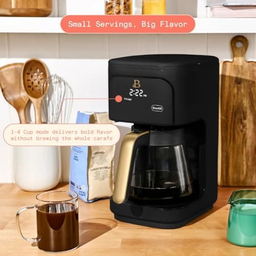 12 Cup Programmable Coffee Maker, 24 Hour Auto Brew, Touch Display, Bold Strength Control, Glass Carafe, Reusable Filter, Auto Shut Off (Black Sesame) — view 2