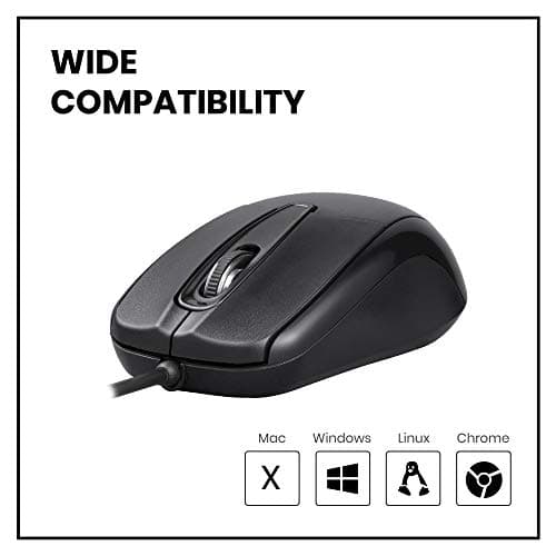 Perixx PERIMICE-209 3 Button USB Wired Mouse - Optical - 1000 DPI - 5.9 Ft Cable - Black — view 2