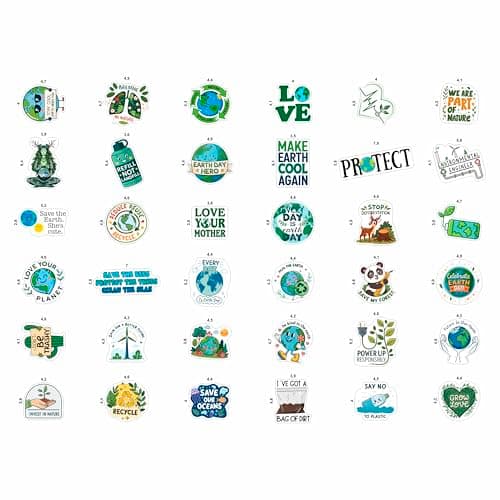 100Pcs Environmental Stickers for Water Bottle and Laptop - Earth Day Stickers Bulk - Еnvironmentalist Gifts - Environmental Party Supplies - Earth Day Decorations - Gifts for Women & Men — view 3