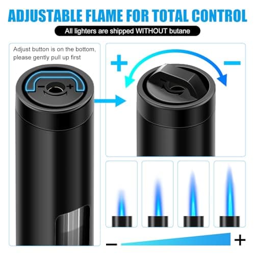 2 Pack Torch Lighters - Butane Not Included, Windproof Long Stick Lighter with Flexible Long Neck and Visible Fuel Window, Refillable Jet Flame Butane Lighters for Candles Grill BBQ Fireplace — view 2