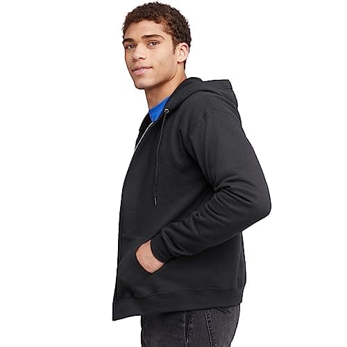 Hanes Mens Hoodie, Ecosmart Fleece Full-zip Zip-up Hooded Sweatshirt For Athletic-hoodies, Black, XX-Large US — view 4
