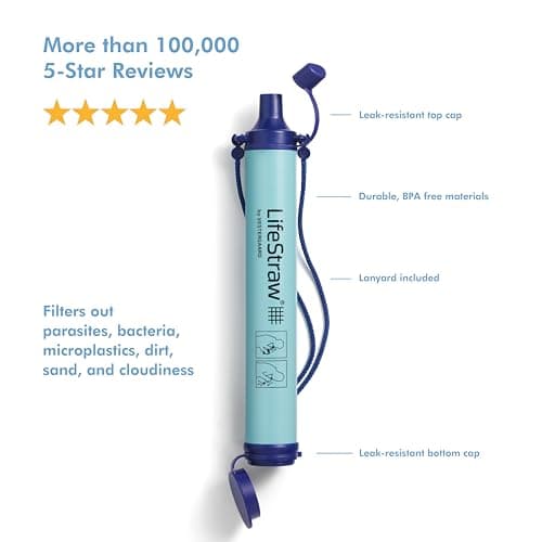 LifeStraw Personal — Water Filter for Hiking, Camping, Travel, and Emergency Preparedness, 4 Pack, Navy
