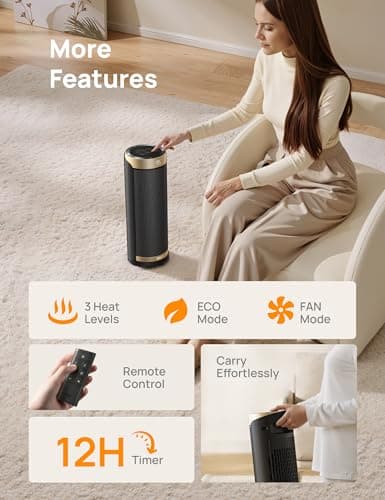 DREO Space Heaters for Indoor Use with Thermostat, 1500W Electric Heaters — view 7