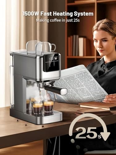 KEENSTAR 20 Bar Espresso Machine, Hot & Cold Brew Coffee Maker with Milk Frother, Touch Screen, Compact Water Tank, Expresso Coffee Machines for Lattes, Cappuccinos, Americano, Home & Office — view 3
