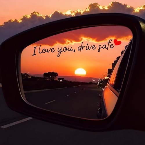 10pcs I Love You Drive Safe Mirror Stickers, Vinyl PVC Car Rearview Mirror Stickers Funny Auto Window Label Automotive Rear View Decal Vehicle Accessories for Men & Women (Black) — view 2