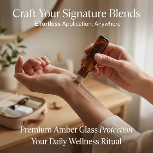 PrettyCare 4 Pack Amber Glass Oil Roller Bottles for Essential Oils 10ml, Roll On Bottles with Stainless Steel Roller Ball Leak-Proof Perfume Travel Refillable Bottle Empty, Beauty & Personal Care — view 8