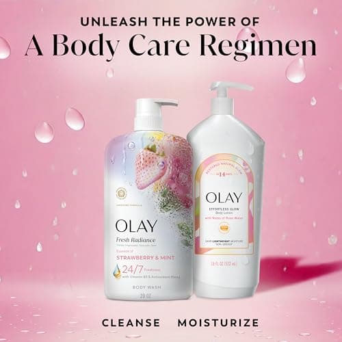 Olay Body Wash for Women, Fresh Radiance, 24/7 Skin-Loving Freshness, Visibly Radiant, Plant Based Cleansers, Vitamin B3 & Antioxidant Blend, For All Skin Types, Strawberry & Mint Scent, 29 fl oz — view 10