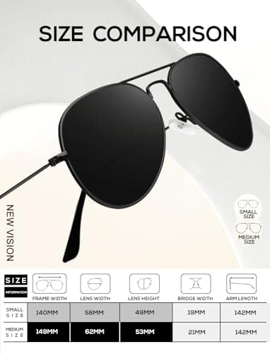 KALIYADI Classic Aviator Sunglasses for Men Women Driving Sun glasses Polarized Lens UV Blocking (3 Pack) 58mm — view 4
