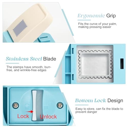 Square Hole Punch, 2.5 * 2.1cm Stamp Square Paper Puncher, Punch Cutter for Card Making, Scrapbooking, DIY Make, Gift Tag Puncher (Small Rectangular) — view 4