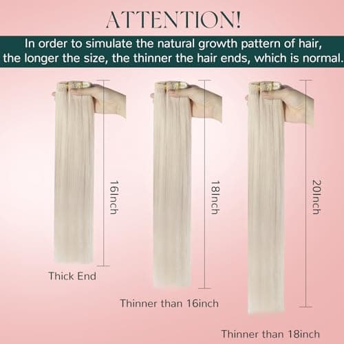 Easyouth Hair Extensions For Women Clip in Blonde Remy Human Hair Clip in Extensions White Blonde Clips in Extension for Short Straight Hair 12 Inch 7Pcs 80G — view 6