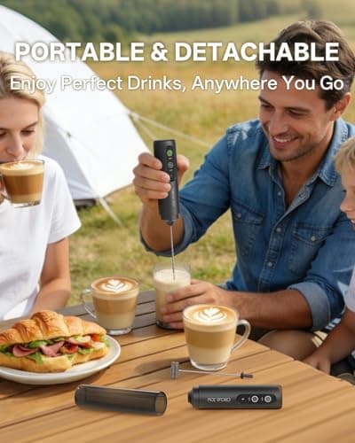 CIRCLE JOY 2-Speed Rechargeable Milk Frother Handheld, Dual Coil Whisk Head Electric Coffee Frother, Portable Hand Frother Wand Drink Mixer for Matcha Lattes Cappuccino, Kitchen Gifts — view 4