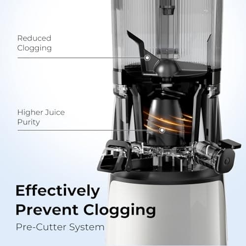 EanOruus Juicer Machines, 3-in-1 Cold Press Juicer with 6.5" Extra Large Chute, 100oz Large Capacity, AC Motor, Makes Juice, Nut Milk & Sorbet, Bright White — view 6