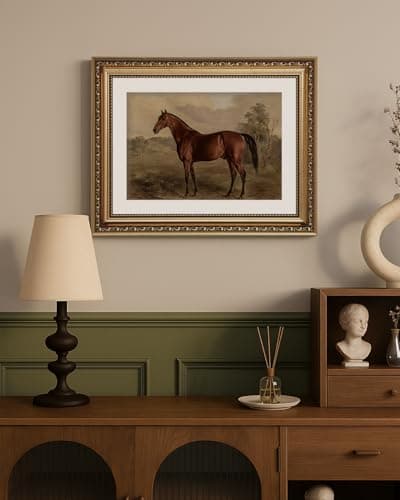 ARPEOTCY Vintage Gold Framed Horse Wall Art, Bedroom Bathroom Living Room Classic Horse Picture Wall Decor, Canvas Prints, Antique Picture Frame Rustic Paintings Home Farmhouse Decor, 11x14 Inch — view 3