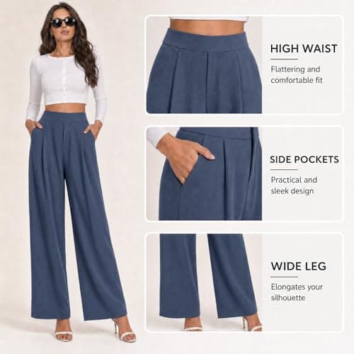 Dress Pants Women Straight High Waisted Stretch Work Pant 2026 Business Casual Flowy Slacks Trousers with Pockets Yoga Pants Women Black Medium — view 4