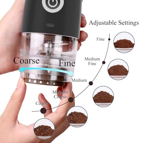 Portable Burr Coffee Grinder, Electric/Manual 2-in-1 Cafe Bean Grind Mill, USB Rechargable Mini Electric Coffee Grinder with 5 Grind Settings