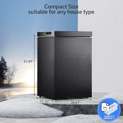 Kismile 3.0 Cubic Feet Chest Freezer with 2 Removable Baskets Free Standing Top Open Door Compact Deep Freezer with Adjustable Temperature for Home/Kitchen/Office/Bar (3.0 Cubic Feet, Black) — view 5