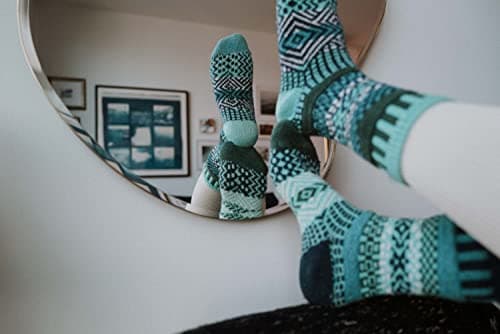Solmate Socks - Mismatched Crew Socks; Made in USA; Evergreen Medium — view 4
