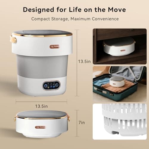 Portable Foldable Washing Machine, Mini Washer for Deep Cleaning, Ideal for Underwear Baby Clothes, Compact for Apartment Dorm Hotel 20L Grayish White — view 3