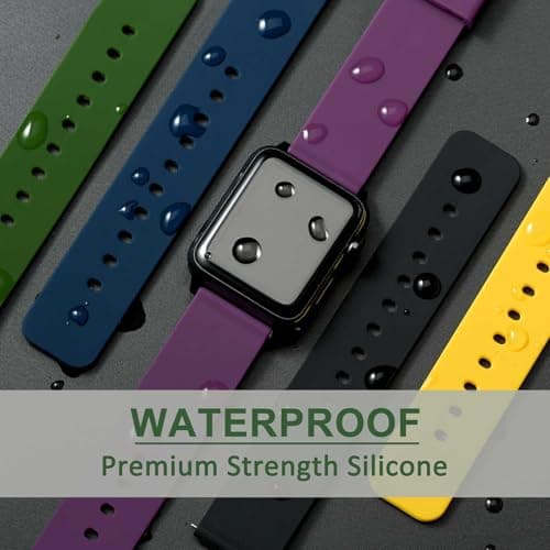WOCCI 22mm Silicone Watch Band, Quick Release Rubber Replacement Strap with Black Stainless Steel Buckle (Black) — view 5