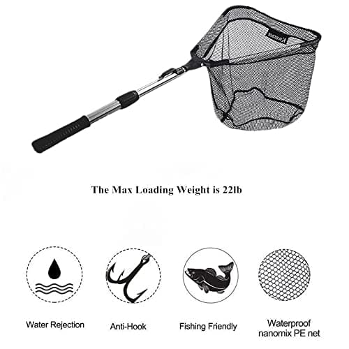 Fishing Net Collapsible, Fish Landing Net with Telescoping Aluminum Handle Extend to 37.5 inch — view 3