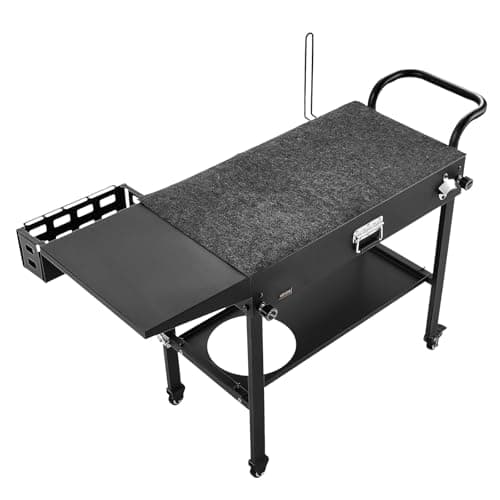 VEVOR Outdoor Grill Cart, 31.0 x 17.0 inch Tabletop Size Grilling Table, Foldable Outdoor Cooking Table with Tissue Holder, Hooks, Wheels, Side Table, BBQ Prep Tables for Picnic, Kitchen, Courtyard — view 8