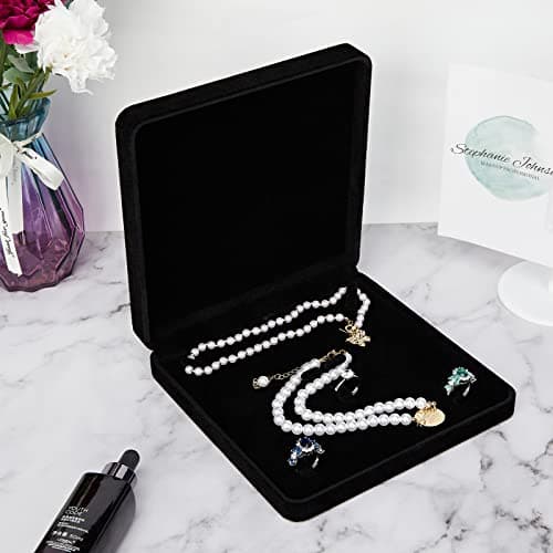 LETURE Velvet Jewelry Set Box, Velvet Gift Box for Bracelet Necklace Earring Ring (Black) — view 2
