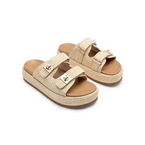 DREAM PAIRS Women's Espadrilles Platform Wedge Sandals,Natural,8 — view 7