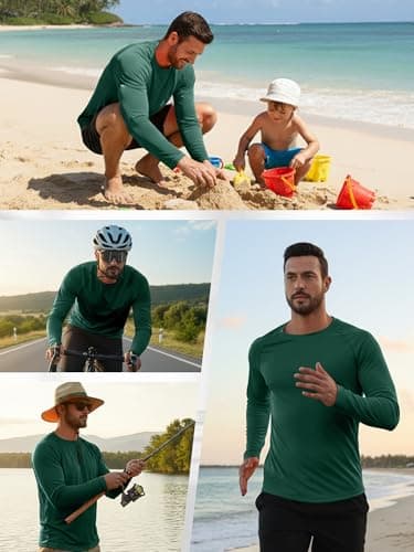 TUREFACE Mens UPF 50+ UV Sun Protection Long Sleeve Shirt Quick Dry Rash Guard T-Shirts for Outdoor Activities Spruce Green X-Large — view 5