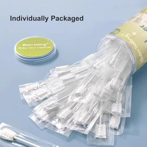 Lyntimo Baby Tongue Cleaner Gauze, Soft Wavy Brush Head Disposable Oral Cleaning Stick with Paper Handle, Infant Gum Mouth Cleaner, Newborn to 2 Years, 30 Count — view 5