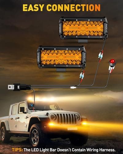 NAOEVO 7 inch LED Light Bar, 240W 24,000LM Offroad Fog/Driving Lights LED Pods with Spot Flood Combo Beam, Waterproof LED Work Lights for Truck Boat UTV ATV, 2 Pack (Amber) — view 6
