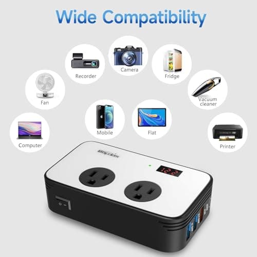 300W Car Power Inverter DC 12V to AC 110V Car Outlet Adapter Plug with PD 25W USB-C, QC3.0 and LCD Display Car Charger Loptop — view 3