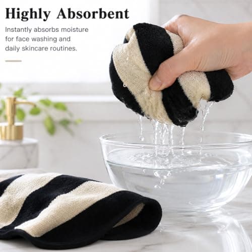 2-Piece Hand Towels for Bathroom Kitchen Decor - Black & Cream Stripe — view 4
