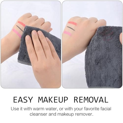 Sinland Microfiber Facial Cloths Fast Drying Washcloth Reusable Makeup Removing Towels Super Soft Facial Cleansing Cloths for Face, Eye, Lips 12 inch x 12 inch Grey 6 Pack — view 4