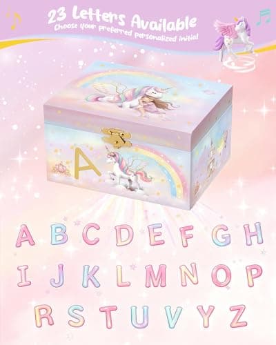 Lolalet Unicorn Musical Jewelry Box Gift for Girls Kids(Box Only) -Letter A — view 3