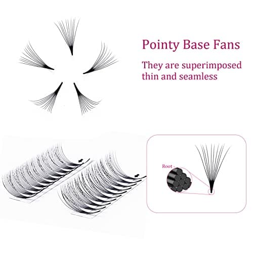 Premade Lash Fans 10D 0.07 Volume Lash Extensions Soft Individual Lashes Premade Fans Eyelash Extensions Russian Pre Fan Lash Extensions (10D-0.07-D, 8-14mm) — view 2